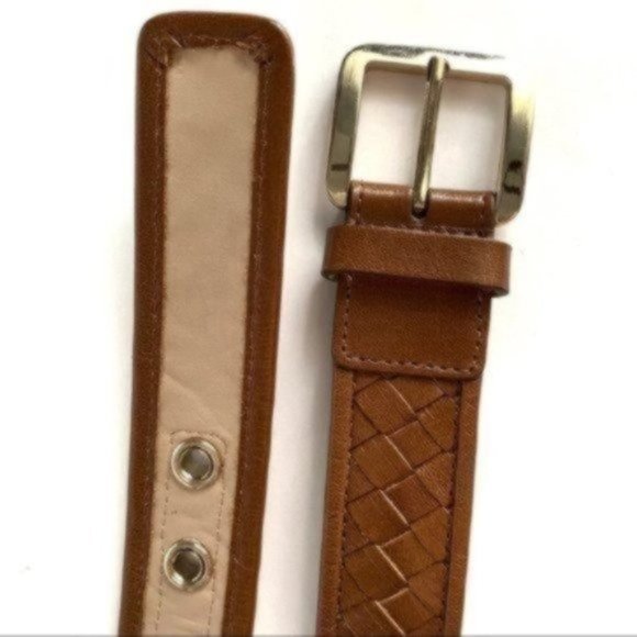 Cole Haan Brown Basket Weave Leather Belt Classic Boho Adjustable Size Medium main image 6